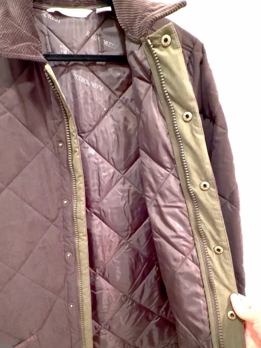 NWOT RAINFOREST Diamond Quilted Harbor Coat Chocolate M